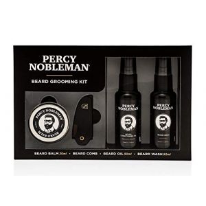 Kit Entretien de Barbe Noveau de Percy Nobleman. Coffret-cadeau pour homme contenant une huile pour barbe, un shampooing pour barbe, une baume à barbe, et un peigne (Ellipsis Brands, neuf)
