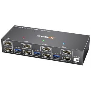 Commutateur KVM YOUTINGHDAV 3 PC 2 Moniteurs HDMI, &Eacute;mulateur EDID, Commutateur KVM USB 3.0 HDMI 2.0 Dual Moniteur 4K@60Hz pour 3 PC Partage Clavier, Souris, avec T&eacute;l&eacute;commande Filaire et Adaptateur d (YT STORE, neuf)