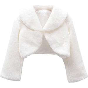 Flora Veste bol&eacute;ro/manteau fausse fourrure pour fille, &agrave; manches longues, ivoire - Beige - Medium (Flora's Boutique, neuf)