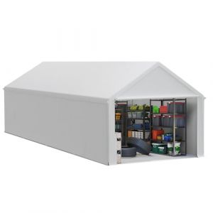 FIVMEN Abri de jardin 32 m&sup3; - En poly&eacute;thyl&egrave;ne - Avec parois lat&eacute;rales amovibles - R&eacute;sistant &agrave; l'hiver - Pour outils de jardin, moto, v&eacute;lo - Blanc (WurenHome, neuf)