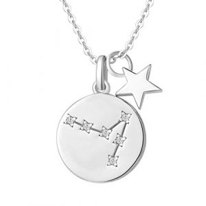 FANCIME Signe du Zodiaque Astrologique Poissons Pendentif Collier Bijoux en Argent 925/1000 Plaqu&eacute; Or Jaune avec Zircone Cubique Bijoux pour Femmes Filles - Cha&icirc;ne Longueur: 40 + 5 cm (FANCIME Direct, neuf)