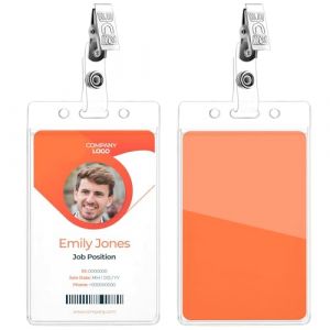 Amaxiu Lot de 2 porte badges transparents avec clips, en m&eacute;tal pour badges cartes de cr&eacute;dit protection &eacute;tanche &eacute;tui transparent pour cartes de visite pour infirmi&egrave;res bureau &eacute;cole (vertical) (Meigou Pavilion, neuf)