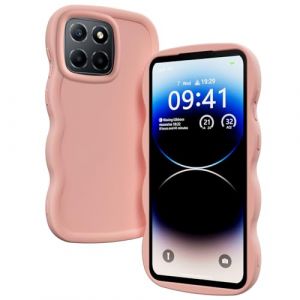 XINYEXIN Coque pour Honor X8 5G / Honor X6 / Honor 70 Lite, &Eacute;tui Housse Vague Cadre Forme Boucl&eacute;e Mignon Liquide Silicone Antichoc - Rose (Xinyexin, neuf)