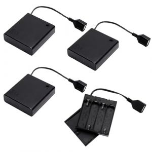 4 Pi&egrave;ces Support de Batterie AA avec USB, Bo&icirc;te de Rangement pour 4 Piles AA,6V Plastique Support de Batterie Coque avec Prise Femelle USB pour Jouets, Voitures T&eacute;l&eacute;command&eacute;es et Projets &Eacute;lectroniques (zhentailiang, neuf)