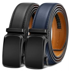 BULLIANT Ceinture 2 Pi&egrave;ces, Ceinture Homme Automatique en Cuir pour Hommes Largeur 35mm Cadeau Box,Taille Ajustable(Noir/Bleu Violac&eacute;,140cm/42-48" taille r&eacute;glable) (Bulliant, neuf)
