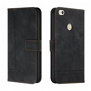 Bravoday Coque pour Huawei P8 Lite 2017 / P9 Lite 2017, Etui Cuir avec Magnetique, Flip Pochette Housse pour Huawei Nova Lite / GR3 / Honor 8 Lite Protection, Noir (Bravoday, neuf)