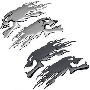 Niuhong 4 Pcs Sticker 3D Tête Mort Flamme Réservoir Décorations d'Autocollants Protection Réservoir Moto Crâne Démon Autocollant Réservoir Universel Étanche Film Peinture Moto Contre Rayures (A) (Guangzhou Yining e-commerce Co., Ltd, neuf)
