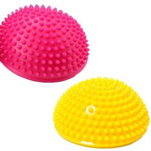 Qiwenr 2 Boule de H&eacute;risson, Balles de Massage Sportif, Balle de Massage Boule H&eacute;risson Pour et Adultes Pour Favoriser la Coordination et L'&eacute;quilibre de L'entra&icirc;nement Physique (Rose + Jaune) (Axinyue, neuf)
