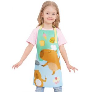 WERNNSAI Tabliers de Cuisine - Capybara Tablier pour Filles Imperm&eacute;ables Enfant avec Poche et R&eacute;glable Peinture Artisanat Peinture Cuisine Jardinage pour enfants 2-5 ans (Nuoly, neuf)