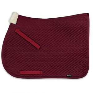 Tapis de Selle d'équitation, Monte Anglaise, Idéal pour le Saut d’Obstacles, Fermeture Velcro, Matelassage, Insert en Fourrure, Équipement, Full (Bordeaux) (Tosoni Selleria, neuf)