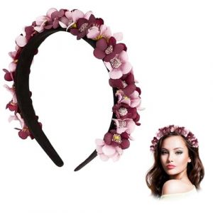 Couronne Guirlande Fleur, Headband Faux Floral, Couronne de Fleurs, Bandeaux Couronne Fleurs, Couronne Cheveux Guirlande, Couronne Fleur Cheveux Boheme, Headband Fleurs Cheveux Femme (maihefu, neuf)