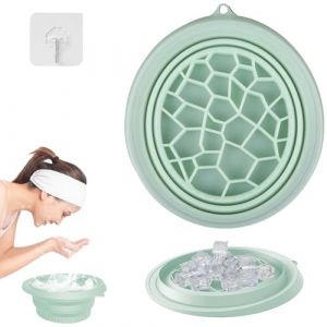 TREABEAR Bassine Pliable Bac à Glaçons Intégré Vert, Glacon Visage Bassine Pliable avec Crochet, Bol pour Le Visage pour Glace, Bac Glacon Silicone Bol de Bain Glacé pour Le Visage (Treabear lucky shop, neuf)