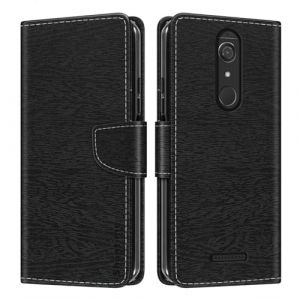 &Eacute;tui Portefeuille en Cuir PU &agrave; Rayures Compatible avec Wiko View, Coque Fine avec Rabat Magn&eacute;tique, Emplacements Cartes et Support (Noir) (Shantime, neuf)