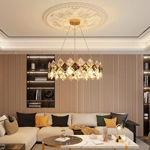 LUVODI Lustre Cristal Salon Moderne：Plafonnier Cristal 60cm Chambre Grand Luminaire Plafonnier Doré Suspension Cristal LED Pour Cuisine (Luvodi, neuf)