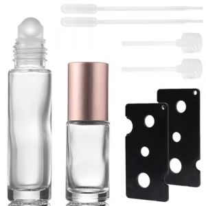 Flacon Roll On Vide, 10 ml/5ml Roll On Huile Essentielle Vide en 2Décapsuleur/2Compte-gouttes/2Distributeur à pompe, Avec Rouleau en Acier Inoxydable, pour Aromathérapie, Parfums, Massage, Voyage (DINODANUBE TRADING, neuf)