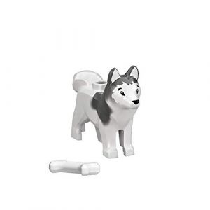 LEGO Animal Minifigure Husky Arctic Sled Dog with Bone (Aprox. 1 inch Size) (Brick Takeover GmbH, neuf)