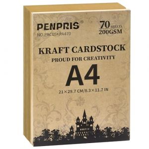 70 Feuilles de Papier Kraft Marron Cartonné - 200 g/m²/75 lb, Format A4, Papier Cartonné Épais Recto Verso pour Imprimante, Fabrication de Cartes, Bricolage, Scrapbooking PAC05KPA470 (Xinsheng Store, neuf)