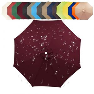 Toile De Rechange pour Parasol 200/250/270/300/350 CM + 6/8 Baleines Toile De Parasol Déporté, Auvent De Rechange pour Parasol De Terrasse(Wine Red,8 Ribs: 350CM/11.5FT) (昌海商贸, neuf)