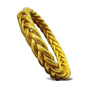 Yvelise Bracelet bouddhiste tress&eacute; - Jonc certifi&eacute; fait en Thailande - Authentique - Or - Taille S (Maison Yvelise, neuf)
