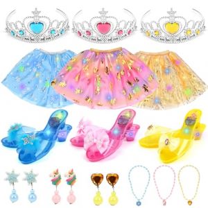 Dreamon Chaussures Princesse Fille Lumineuses, Deguisement Princesse Fille Lumineux Robe Princesse Fille pour 3 4 5 6 Ans Enfants Cadeaux d'halloween Et de No&euml;l (Funny Quzhi, neuf)