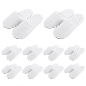GOEDCH Lot de 10 paires de pantoufles blanches en polaire corail : chaussons jetables de qualité supérieure pour hôtel et invités, pantoufles en velours de coton lavables unisexes moelleuses pour spa (VENIZELOU-EC, neuf)