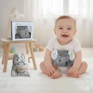 RUGUIES - Ceinture anti-coliques pour b&eacute;b&eacute; - Sac thermique rempli de billes en c&eacute;ramique sp&eacute;ciales + gel r&eacute;frig&eacute;rant &agrave; placer au cong&eacute;lateur - Ceinture ajustable - Soulagement des gaz (ELEPHANT) (RUGUIES, neuf)