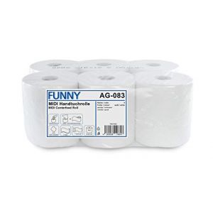 Funny rouleaux essuie-main, devidage central, 20 cm, 2-couche, blanc, 6 rouleaux (medika69, neuf)