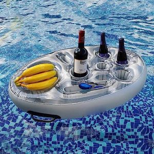 RofHaus Porte Verre Piscine Gonflable Bar Flottant Piscine avec 8 Trous, Support Gonflable De Boisson Portable Bar De Piscine Flottant, Plateau Flottant Piscine & Spa pour Party, Piscine, Fête, Plage (shangpujiao, neuf)