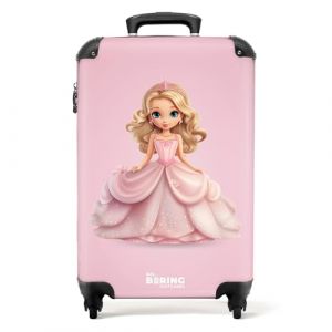 NoBoringSuitcases.com Valise Enfant Fille, Valise Cabine Rose, Bagages Enfant, Valise Enfant Roulette, Valise pour Enfant, Valise Cabine Fille, Valise Cabine 55x35x25cm (Princesse Blonde - Rose) (NoBoringSuitcases, neuf)