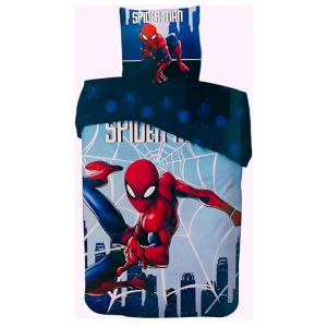 Parure de Lit Spiderman Marvel pour Enfant, Housse de Couette R&eacute;versible 140x200 cm, Taie d'oreiller 65x65 cm, 100% Coton (Parure de lit Spiderman) (TOTALDISCOUNT, neuf)