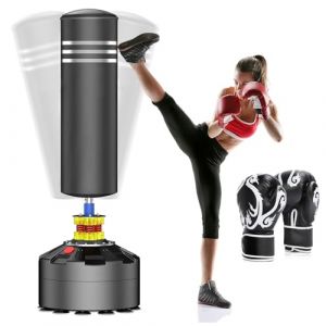 Moziel Sac de Frappe sur Pied avec Gants Punching Bag Debout pour Adulte 175 cm Sac de Boxe Autoportant avec 12 Ventouses(Noir) (Elektronik Trade, neuf)