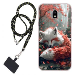 WUACYEAMING Coque pour Samsung Galaxy J3 2017,Transparent Doux TPU Silicone &Eacute;tui pour t&eacute;l&eacute;phone Portable &Eacute;tui Flexible Branche Renard &eacute;rable+1*Universelle Cordon Telephone Portable (WUACYEAMING, neuf)