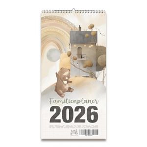 Calendrier familial 2026 - Calendrier mural familial avec 5 colonnes et motifs d'animaux boh&egrave;mes mignons - Calendrier familial - 26 XL (Koko&Lora, neuf)