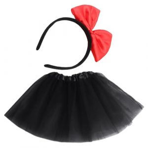 SLEEKEE 1 Jupe Tutu Extensible avec 1 Bandeau à Nœud, Tutu pour Femme, Jupe De Bal Noire, Jupe Tutu pour Fête De Noël, Jupe De Danse Adulte en Tissu Maille, Costume De Carnaval (Noir) (JKK GMBH LTD, neuf)