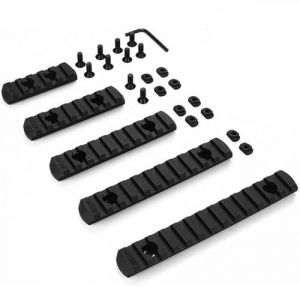 GVSS 5 Pi&egrave;ces Rail Picatinny ABS 5 7 9 11 13 Slots avec Vis et Cl&eacute;, Bipied Picatinny Compatible avec Syst&egrave;mes pour MLOK,Rail Fusil,Accessoire Airsoft,Lampes Tactiques et Accessoires de Tir,Noir (YinLuHeng, neuf)
