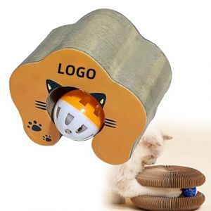 Kitty Spin Jouet Interactif pour Chat d&rsquo;Int&eacute;rieur, Royaume F&eacute;lin Jouet Interactif pour Chats, Griffoir Pliable en Carton Accord&eacute;on avec Balle, Tunnel Modulable (I) (Serria, neuf)