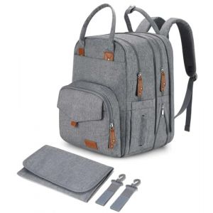 Qualyphant Sac à dos à langer extra large pour deux enfants, sac à langer extensible de 35 l pour maman, fille, garçon, papa, tout-petit, grand sac à langer de voyage 21 poches (4 isolés) avec matelas (Fast Media Ships From USA, neuf)