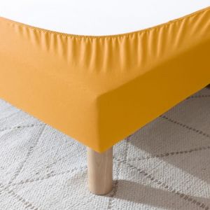 Cache-sommier 120x190 Jaune – 100% Coton Jersey Extensible – Doux, Résistant, Facile à Installer – Oeko-TEX – pour sommier de 15 à 30 cm (LEMATELAS, neuf)
