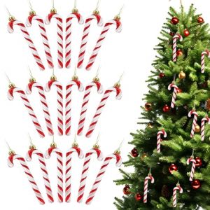 SAIIURV 18 Pi&egrave;ces Cannes de Bonbons de No&euml;l Scintillant, D&eacute;corations de Sapin de No&euml;l en Sucre D'orge, Pendentif de Canne en Bonbon, D&eacute;corations d'arbre de No&euml;l D&eacute;coration de No&euml;l (Rouge, Blanc) (SHAOJU SJ, neuf)