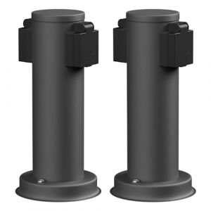 ledscom.de 2 pièces Colonne de Prises de Courant de Jardin PORU pour l'extérieur, IP44, 2X, Acier Inoxydable, Anthracite, Rond, 27 cm (LEDs Com GmbH, neuf)
