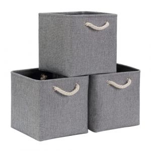 Mangata Cube de Rangement Tissu 33x33x33cm, Panier Cube de Rangement, Boite rangement (Gris, 3 Paquet) (MANGATA Direct, neuf)