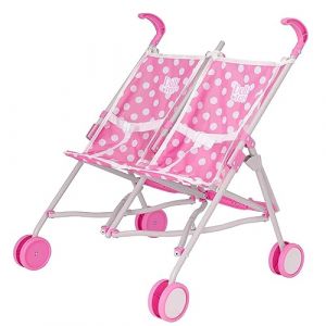 Dolly Tots Poussette double pour enfants - Rose - Poussette tandem pour poupée - Parapluie pliable - Pour jeux de rôle - À partir de 3 ans (Wowow Toys, neuf)