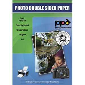PPD 15 X A4 Papier Photo Double Face Brillant, Impression Jet d'encre, 180g, 15 Feuilles Recto Verso de Qualité Photo Professionnelle, PPD-44–15 (Photo Paper Direct-PPD, neuf)