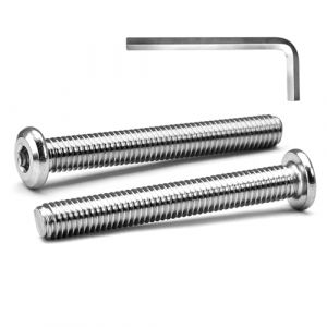 MINHER M8 x 60mm 10Pcs Tête Plate Vis D’assemblage à Six Pans Creux, Acier Inoxydable A2 V2A, Boulons de Meubles, Filetage Complet (Avec Clé Hexagonale) (MINGHENG, neuf)