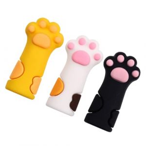 EPIGEIST 3 pi&egrave;ces Protection Silicone pour Ciseaux Cuticule Forme de Patte de Chat Couvre-lame Antirouille Lot de Teintes Al&eacute;atoires Blanc Noir Jaune Protecteur Pratique Couleur Al&eacute;atoire (Laimmde, neuf)