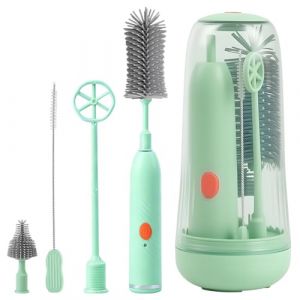 Lot de goupilles &eacute;lectriques pour b&eacute;b&eacute; - Brosse &agrave; biberon &eacute;lectrique rotative &agrave; 360&deg; - D&eacute;sinfection UV - En silicone - Avec biberons, t&eacute;tines, paille, brosse et m&eacute;langeur - Vert (RAMONISA SHOP, neuf)