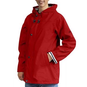 Breizh Ocean - Ciré Armor femme, manteau imperméable mixte, doublure à rayures de style marinière - du XS au 4XL (Rouge). (BREIZH OCEAN, neuf)