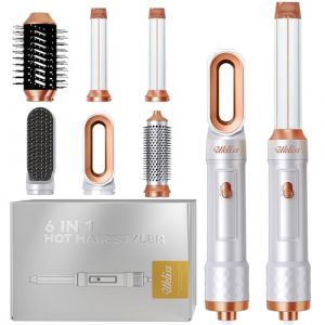 Seche Cheveux Brushing 6 en 1, UKLISS Air Styler avec S&egrave;che Cheveux Ionique, Boucleur a Cheveux Automatique, Fer a Lisser, Thermal Brush, Brosse Ronde Chauffante, Hairstyler Cadeaux pour Femmes -Blanc (ukliss beauty, neuf)