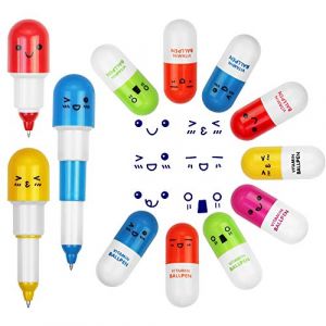 EMAGEREN 24 Pcs Pilule Stylos Stylo de Pilule de Vitamine Stylo à Bille Multicolor Vitamine Pilule Stylo a Blle Retractable Portable Mignon pour Enfant Maison Ecole Etudiants Bureau Cadeau (DANITEKS, neuf)