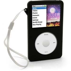 igadgitz U0258 Coque Silicone Compatible avec Apple iPod Classic 80 Go, 120 Go et 6e g&eacute;n&eacute;ration 160 Go Sep 09 + Protection d'&eacute;cran et lani&egrave;re &ndash; Noir (INNOV8 GB Ltd, neuf)